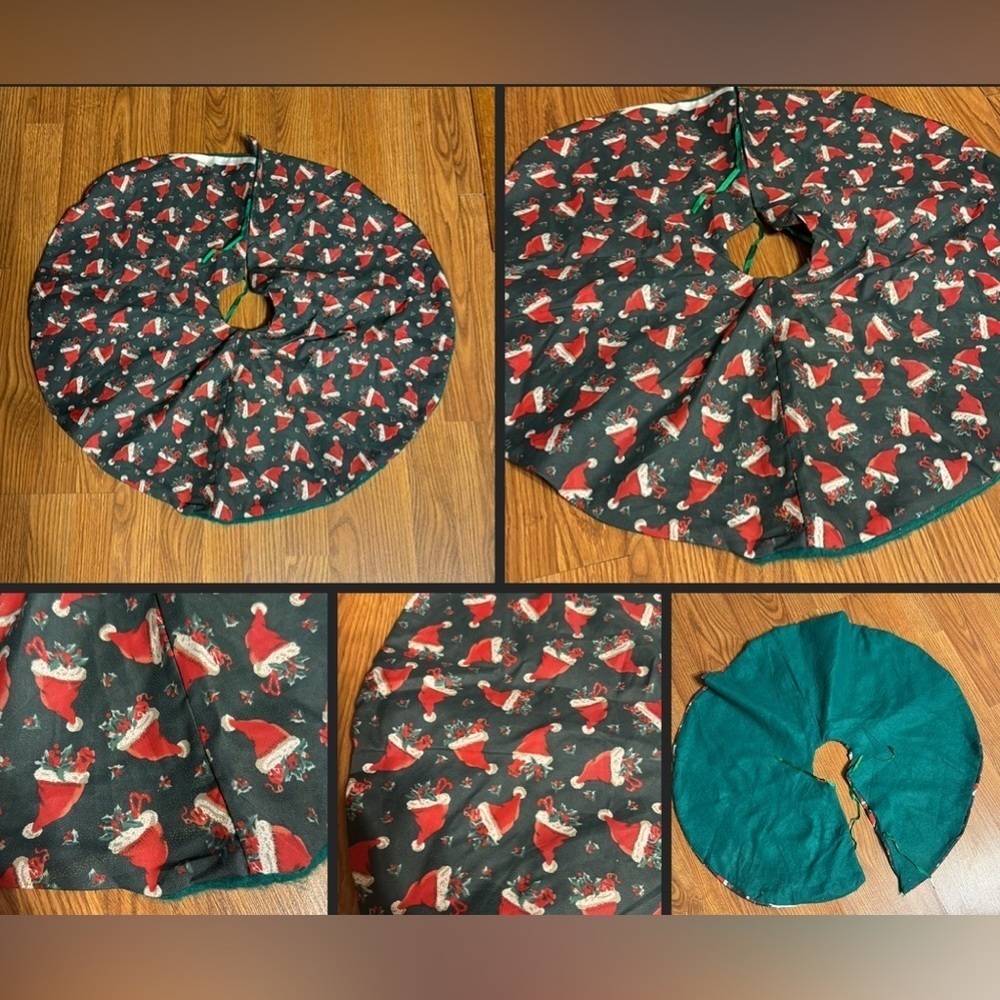Vintage Felt Santa Hat Tree Skirt Vintage Santa Tree Skirt Vintage Santa Decor